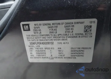2016 Chevrolet Equinox Lt from USA, damaged, VIN 2GNFLFEK4G6208132